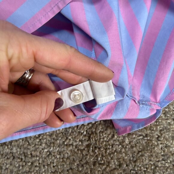 Vineyard Vines Collar Henley Shirt Blouse Womens 2 Pink Magenta Stripe Coast - Picture 13 of 14